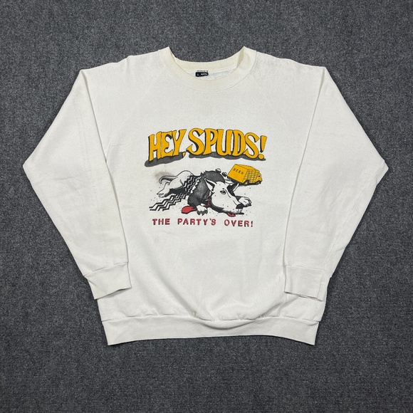 Vintage 80s Bud Light Spuds Mackenzie White Crewneck Sweatshirt Size M/L 0478 - Picture 1 of 10